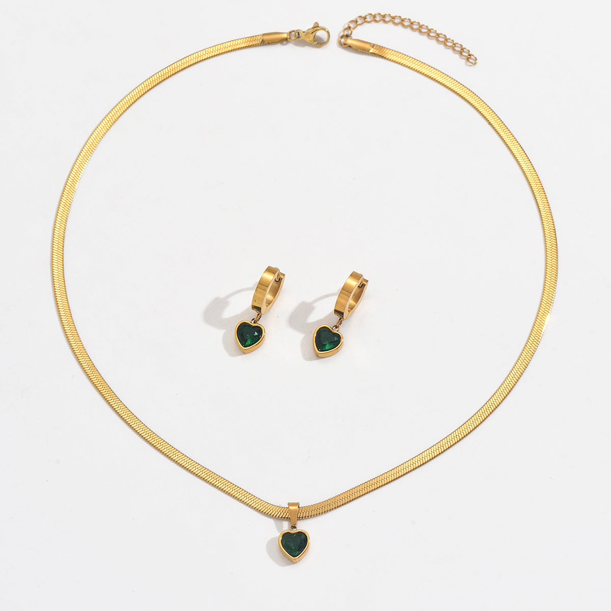 Green Heart Jewelry Set