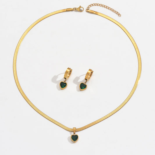 Green Heart Jewelry Set