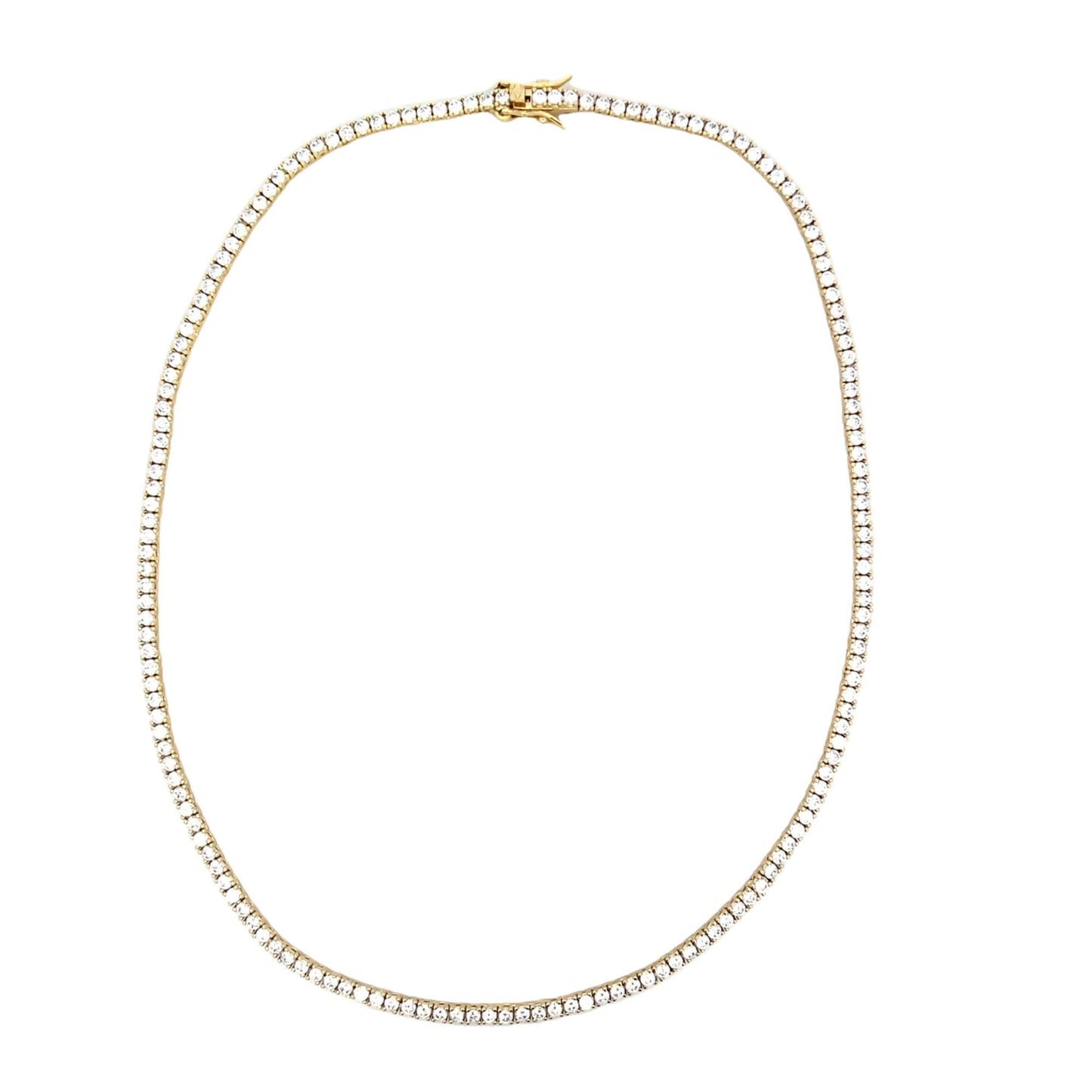 2mm Tennis Basket CZ Necklace (H276/I429A)-0