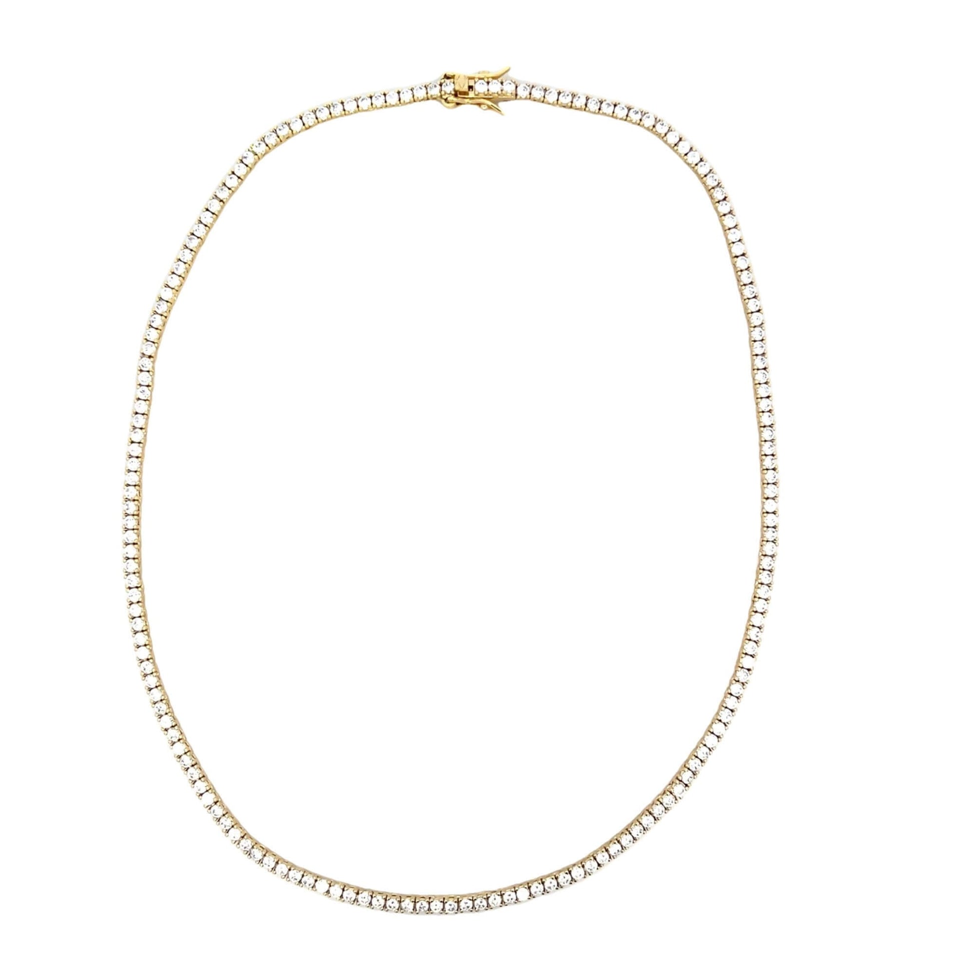 2mm Tennis Basket CZ Necklace (H276/I429A)-0