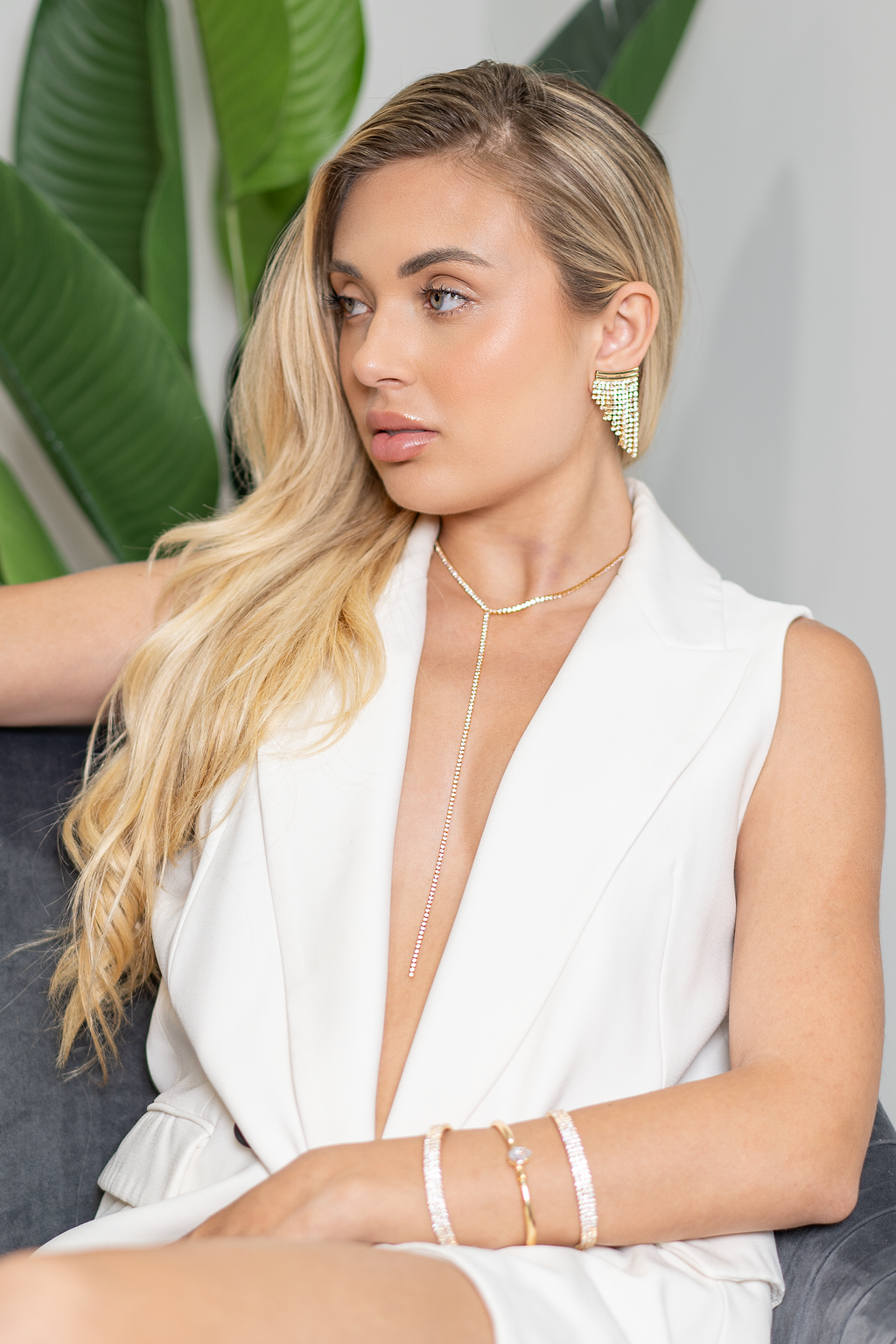 Tennis Toggle Lariat Necklace (H122)-1