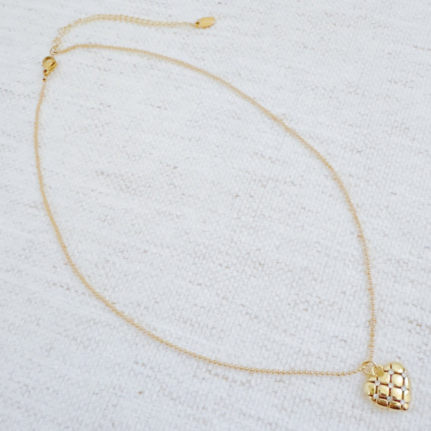 Quilted Luxe Heart Charm Necklace-1
