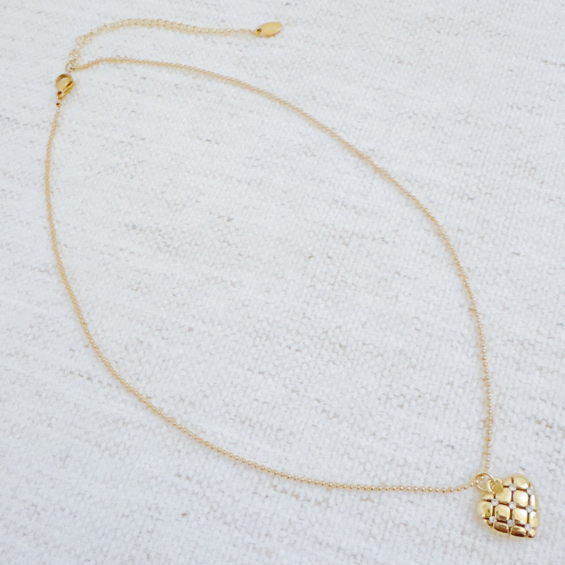 Quilted Luxe Heart Charm Necklace-1