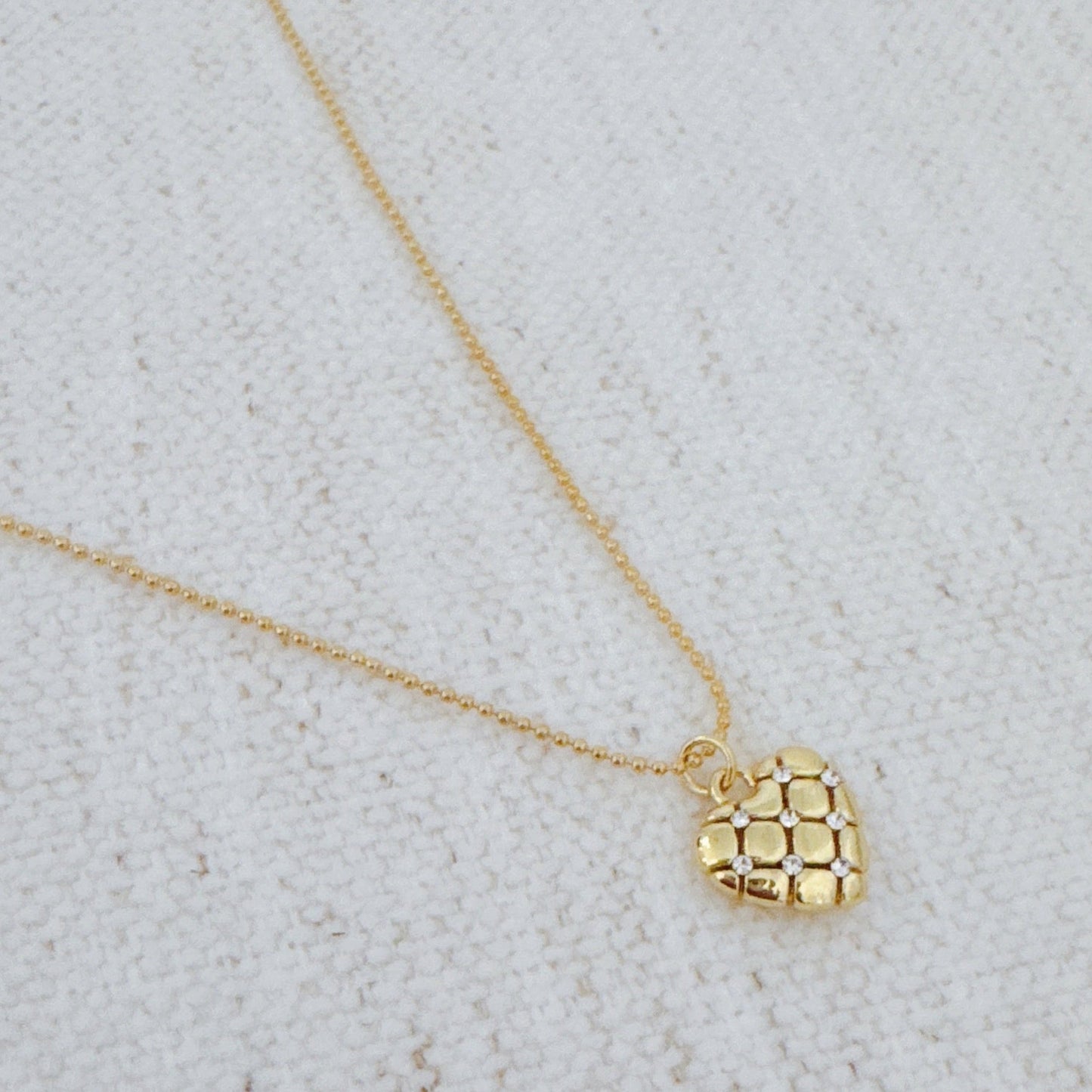 Quilted Luxe Heart Charm Necklace-2
