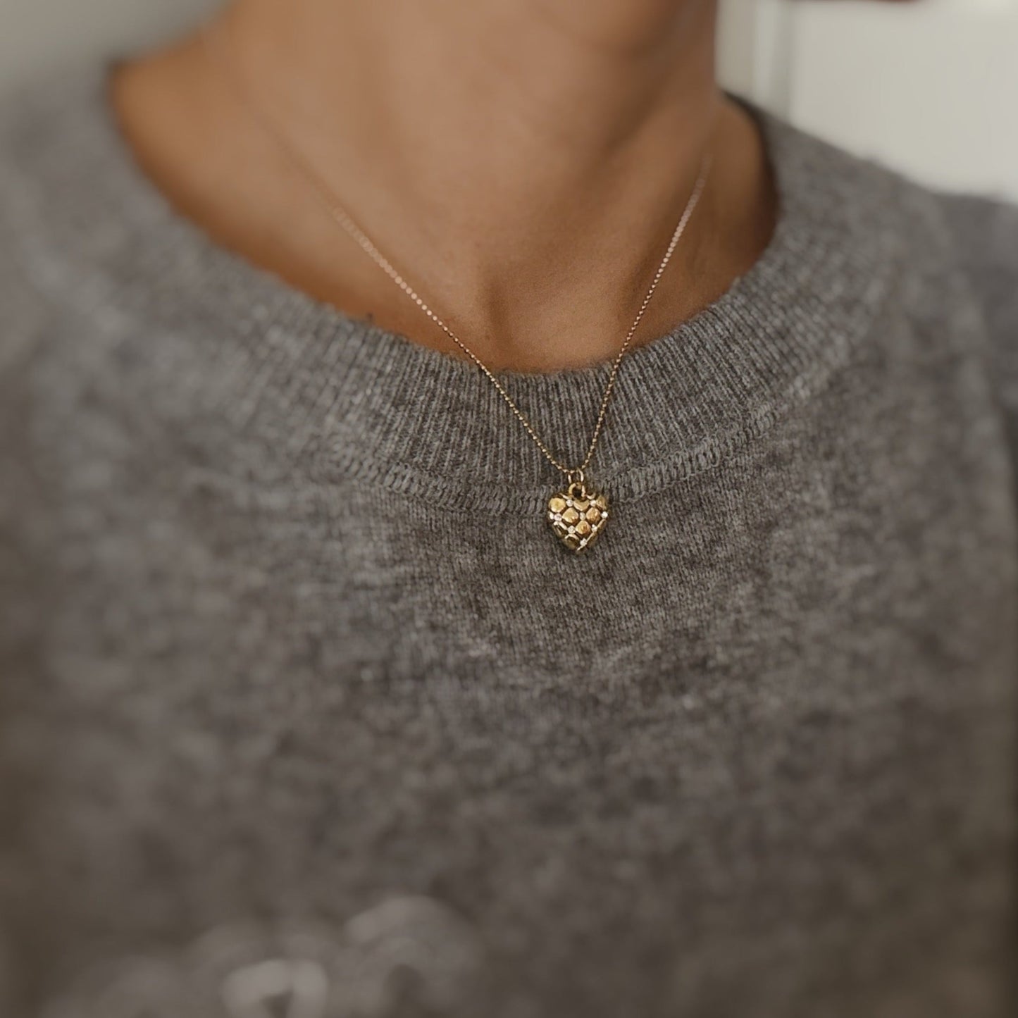 Quilted Luxe Heart Charm Necklace-3
